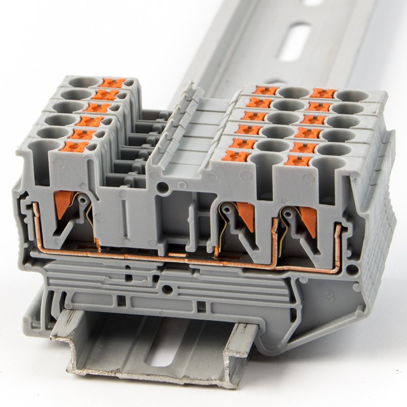 CHFRPU PT2.5-TWIN quick wiring feed through push in terminal wire connector spring combined plug in din rail terminal block