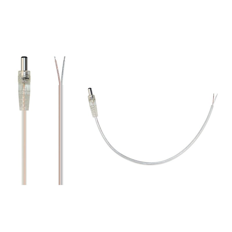 manufactory transparent 5521 male to pigtail open end power cable 0.3m 22 awg awm 5.5*2.1mm dc connector for 3A charging