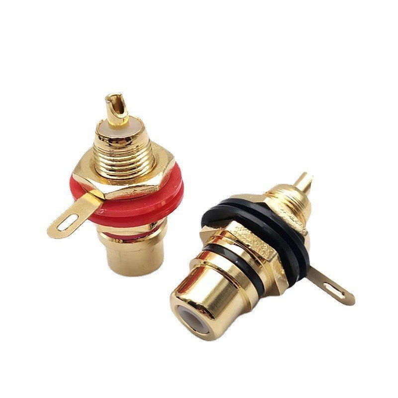 Gold Plated Speaker Terminal Audio Adapter RCA Phono Female Chassis Panel Sockets Connectors Black & Red