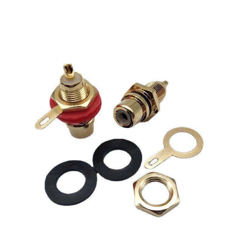 Gold Plated Speaker Terminal Audio Adapter RCA Phono Female Chassis Panel Sockets Connectors Black & Red