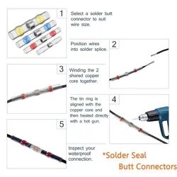 Waterproof Heat Shrink Butt Connectors Insulated Electrical Butt Terminals Solder Seal Wire Connectors