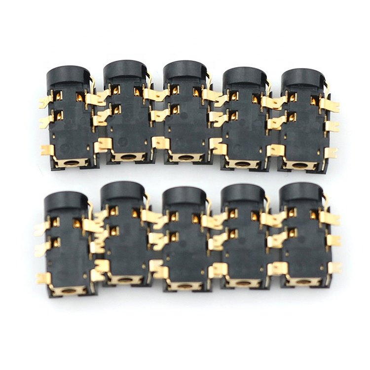 PJ242 2.5 MM Female Audio Connector 6 Pin Socket Gold plated Audio Socket SMT SMD Headphone Jack
