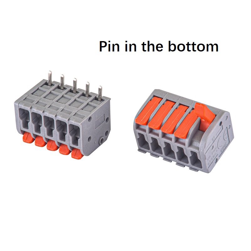 Hot selling quick 5 ways compact 222 series spring push splice clamp lever nut pitch 5.0mm PCB wire terminal block connector