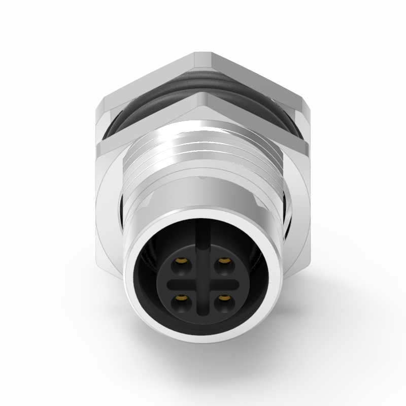 M12 A-Coded 4PIN Front Lock Waterproof Connector