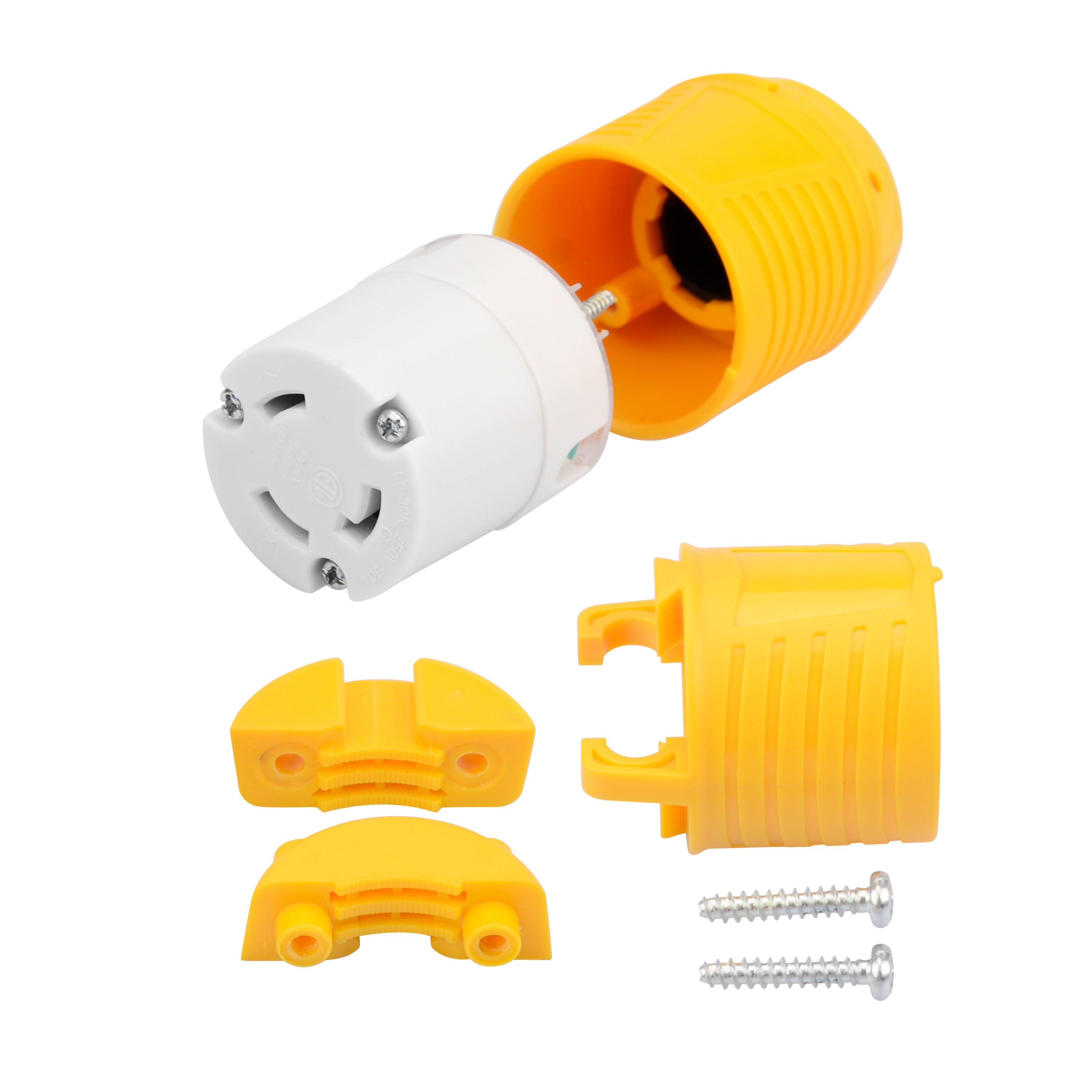 NEMA L6-30R 30 Amp 250 Volt 2 Pole 3 Wire Grounding 7500 Watts Locking Female Plug Connector