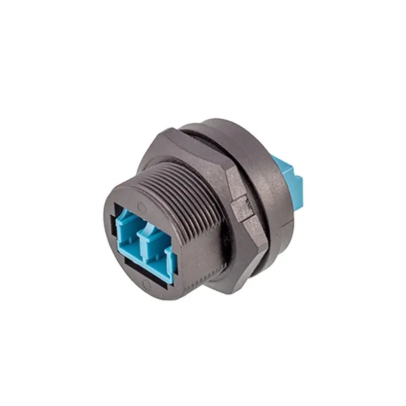 Waterproof IP67 Single Mode single double Core Threaded Plastic Fiber Optic Patch Panel Mount Connectors