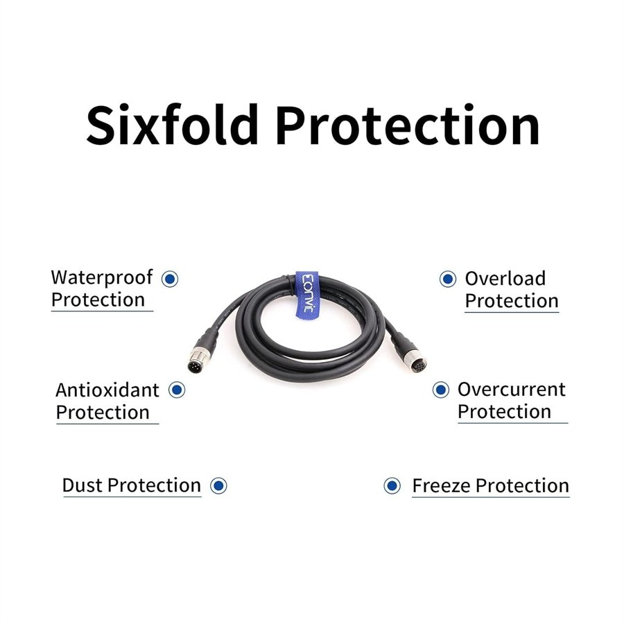 3 Pin 5 Pin Waterproof M8 connector Cable For Led Lighting