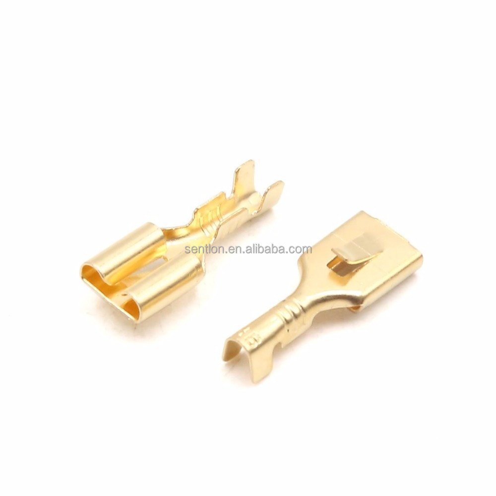 Wholesale Automotive Connector Terminals Gold Tone Vehicle Car Horn Cable Crimp Terminal Wiring Connector 6.3mm, 4.8mm, 2.8mm
