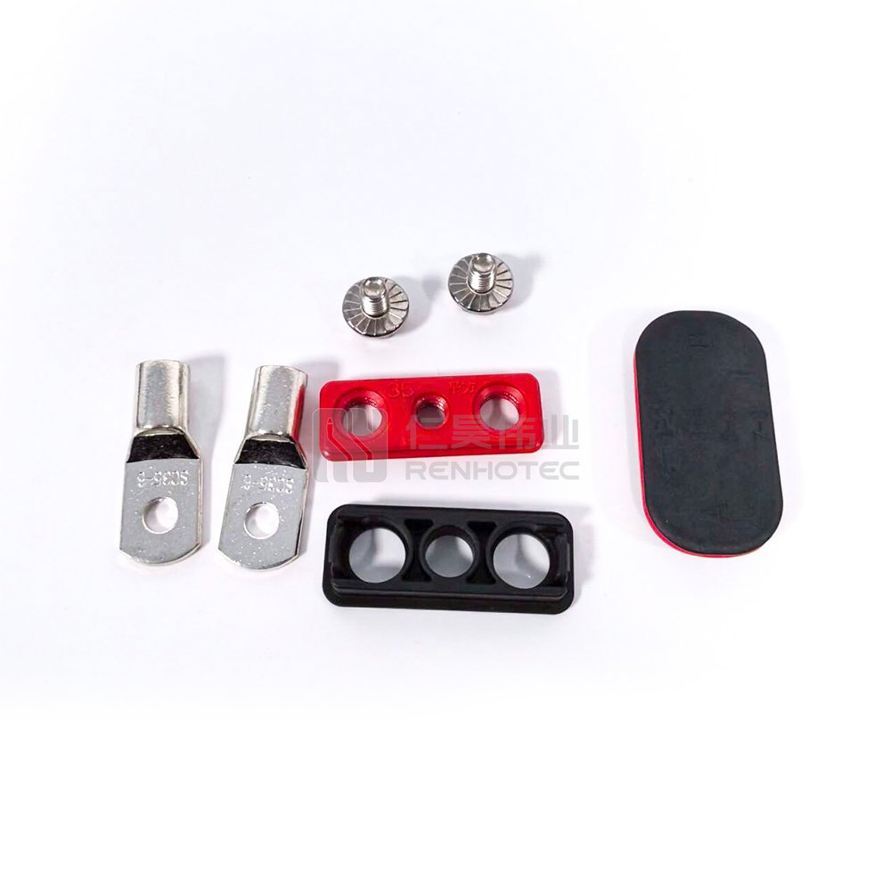 Hybrid Power Connector Angled Plug 2+8 pin 100A 150A IP67 Waterproof Male Busbar Lug Socket