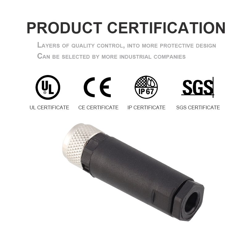M8 Plastic Field Installable Connectors Straight Right Angled Plug Male Female Waterproof Connector 3 Pin 4 Pole