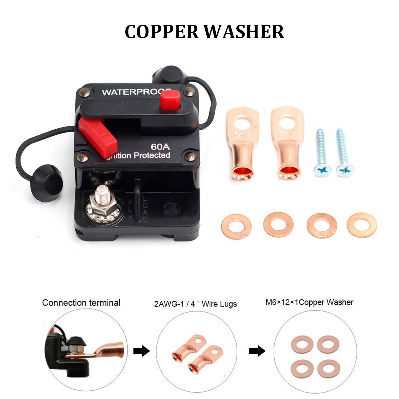 6AWG 1/4 "battery lug copper heavy duty cable terminal Tubular wiring ring terminal connector