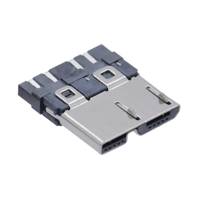 Through hole Micro USB 3.0 V8 male connector for Data cables 5/8/10 Pin Dual row Reversible Micro V8 plug 6+4 Pin Short model