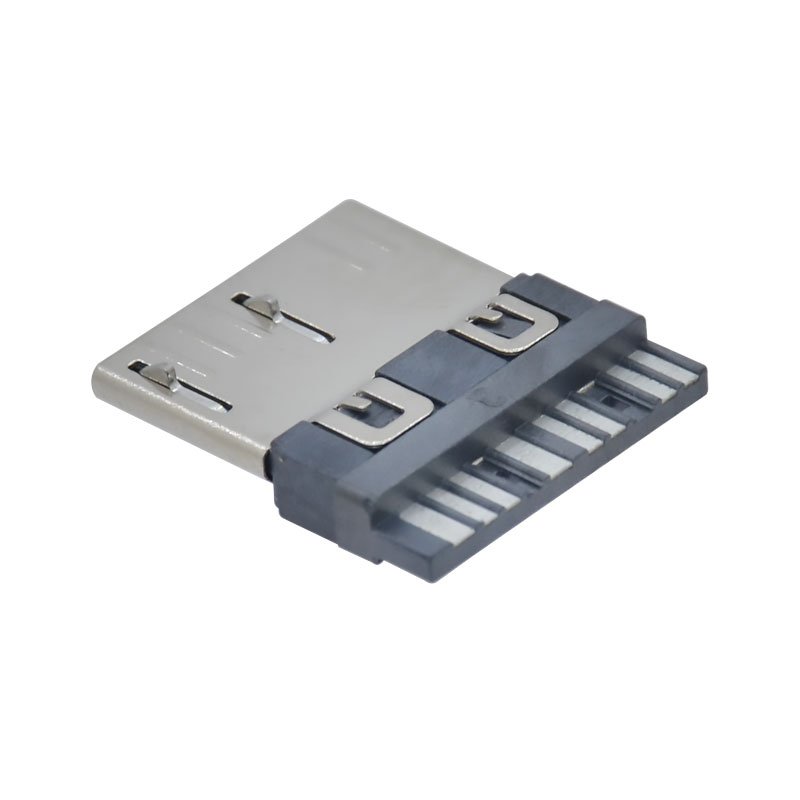 Through hole Micro USB 3.0 V8 male connector for Data cables 5/8/10 Pin Dual row Reversible Micro V8 plug 6+4 Pin Short model
