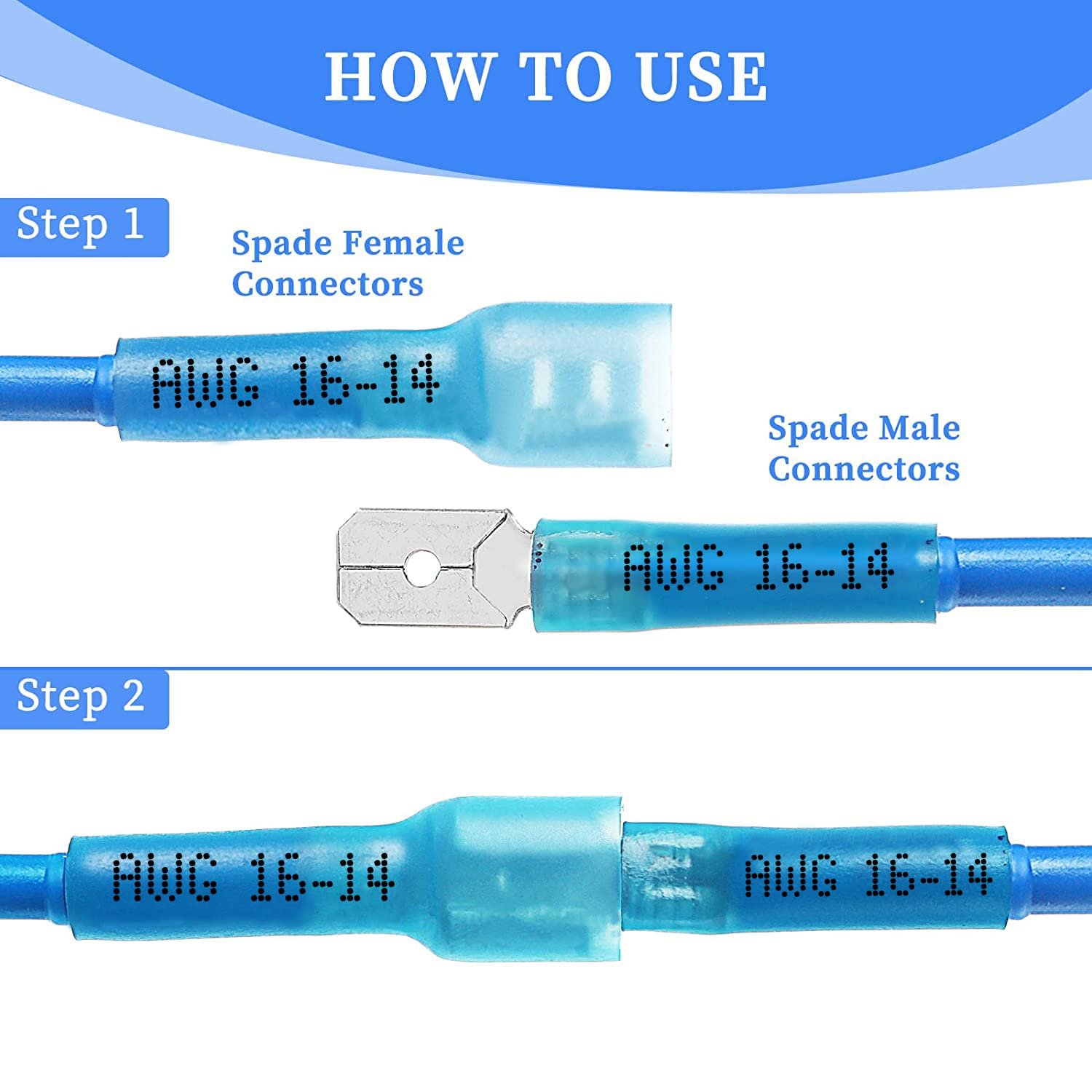 320 PCS Heat Shrink Female and Male Spade Connectors Terminals Insulated Quick Disconnect Wire Connectors Terminals Kit
