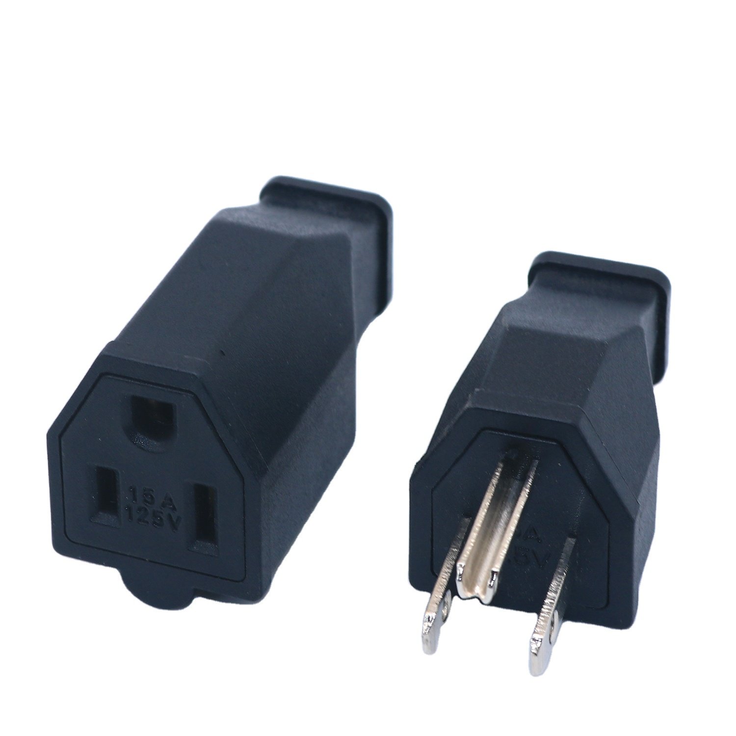 US Female Male Connector Black 125v 15a Nema L5-15P L5-15R USA Triprong Power Outlet Wiring Electrical Receptacle