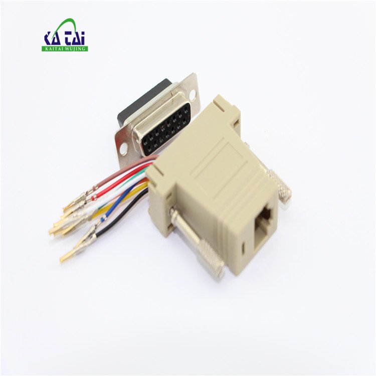 Black RJ45 to DB15 male adapter plug DB15p male to RJ45 connector for pc