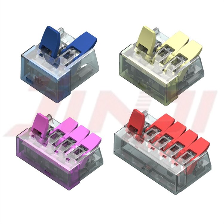 China Supplier PCCT 221 2 3 4 5 Colorful Spring Terminal Blocks Electric Cable Lever Wire Connectors
