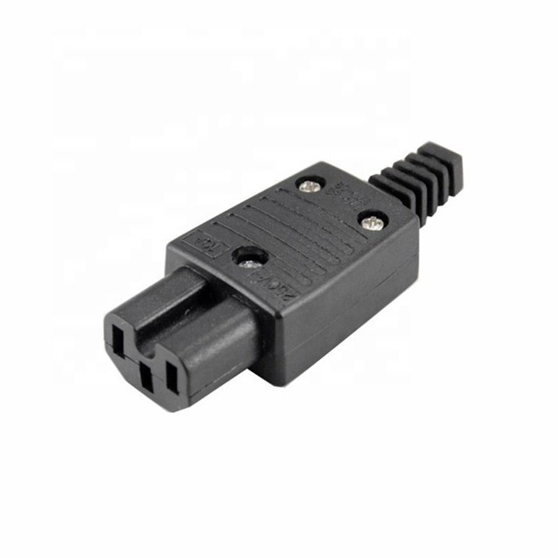 Black IEC320 C14 C15 Power Cord Extension Power Plug Socket Converter 10A Online Wiring LED Strip Connector 250V