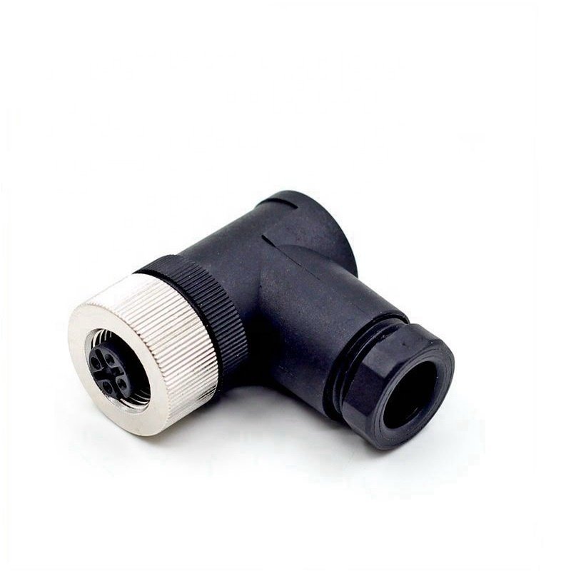 IP67 3/4/5/8/12 Pin Waterproof M12 Male and Female right angle Assembly plastic Plug Connector with A/B/C/D Coding