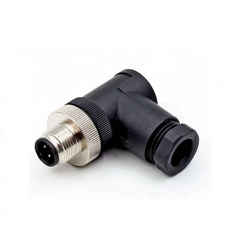 IP67 3/4/5/8/12 Pin Waterproof M12 Male and Female right angle Assembly plastic Plug Connector with A/B/C/D Coding