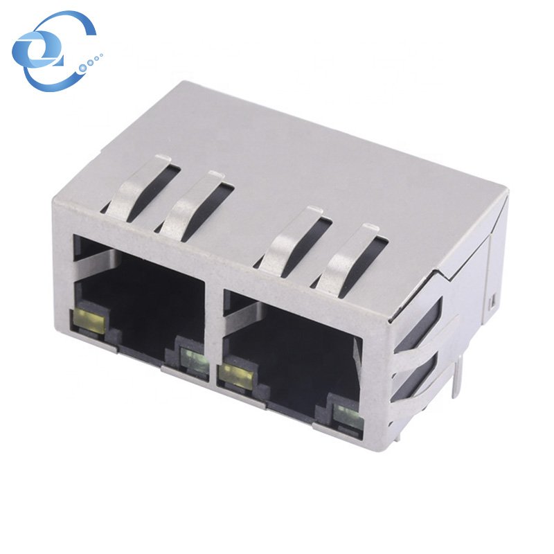 Cat Shenzhen Ethernet Jack With Led 100M Two Ports RJ45 Connector