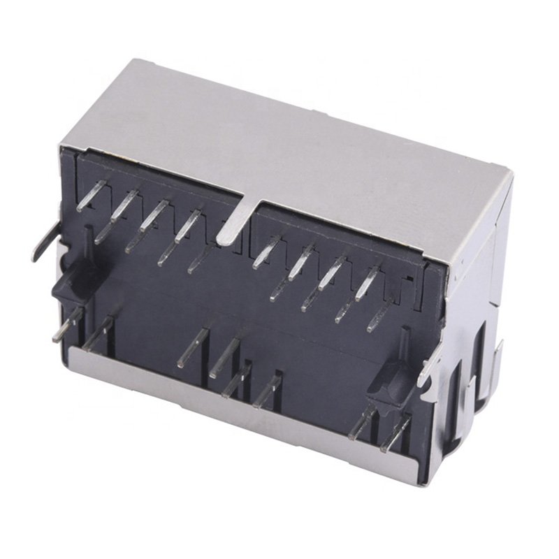 Cat Shenzhen Ethernet Jack With Led 100M Two Ports RJ45 Connector