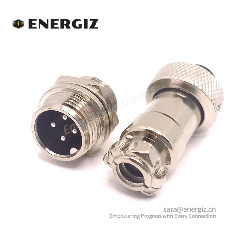 Aviation Plug GX12-4 4pin 12mm Male Female Panel Metal Connector