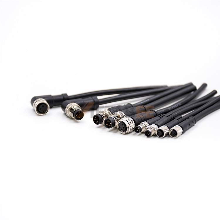 M12 L Code L-Coded Cable Connector 5 Pin Male To Female 1m