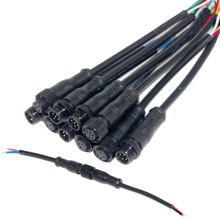 Weatherproof M12 IP65 IP67 IP68 12V waterproof power connector cable m12 connector