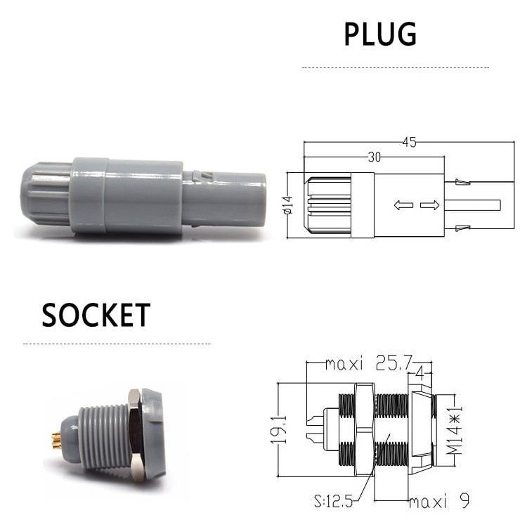 Plastic Push Locking Connector Medical cable Connectors 0P 1P 2P Plastic Series 2 3 4 5 6 7 8 9 10 12 14 pins