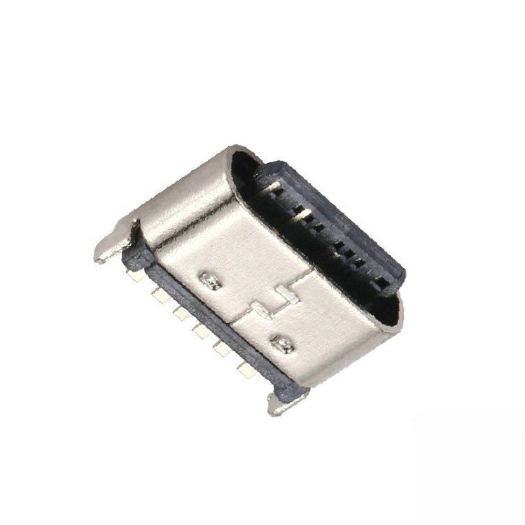 USB Type C Female Socket Connector Vertical Type Insertion DIP 6 Pin Short Body for PCB Application
