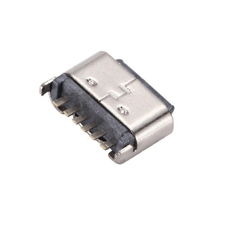 USB Type C Female Socket Connector Vertical Type Insertion DIP 6 Pin Short Body for PCB Application