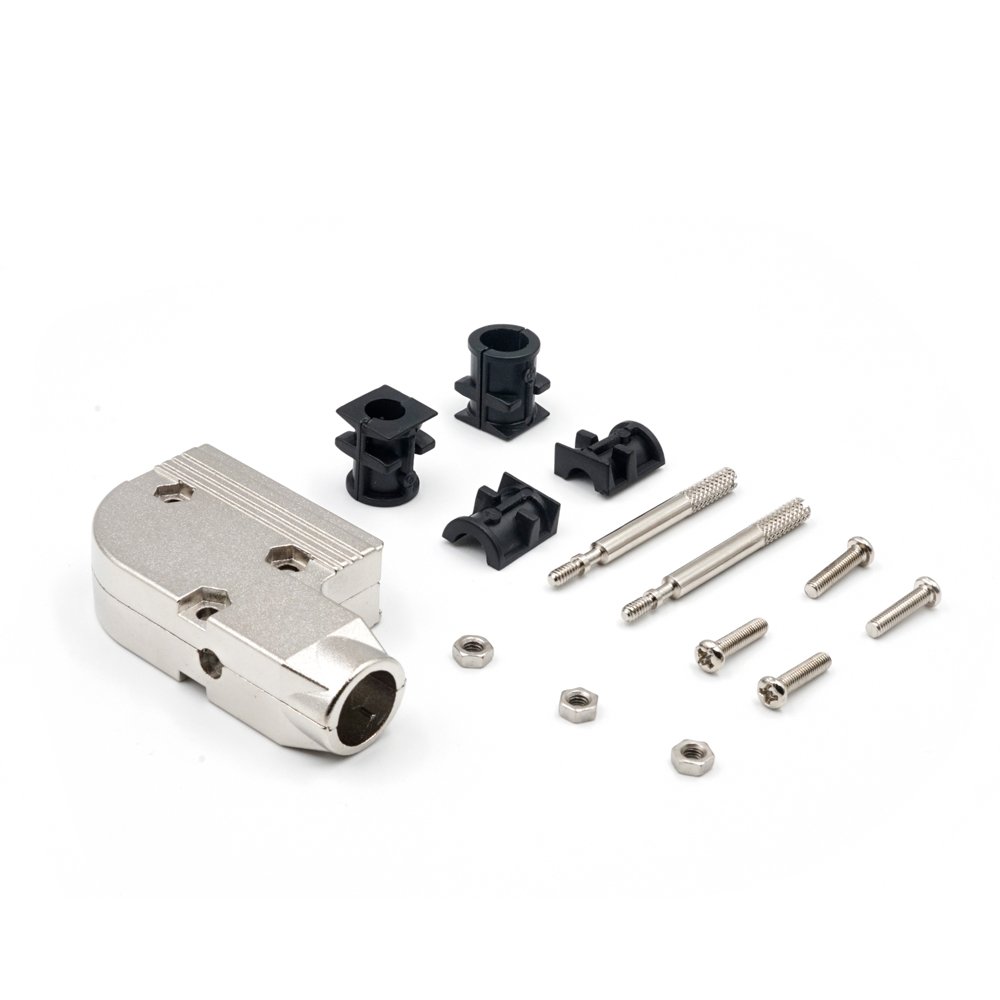 LECHUAN Two Piece Backshell 1 Entry 15 Pin Metal Hood Kit Zinc-Plating Right Angle 15 Position D-SUB Connector