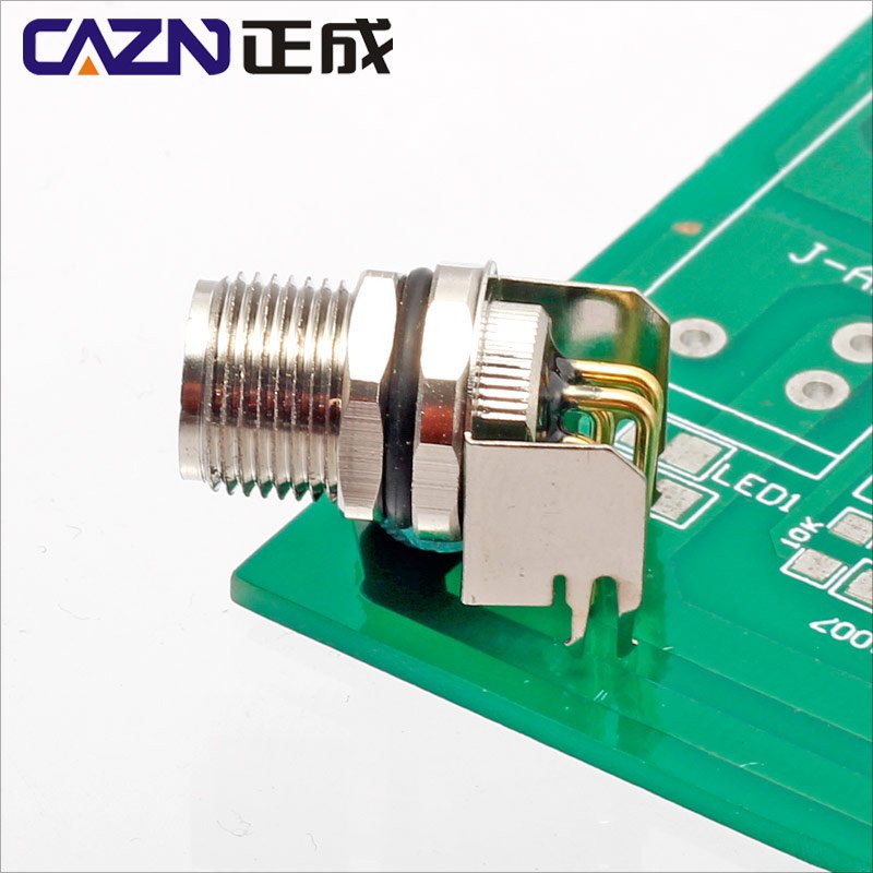 M8 Panel Mount Front Fastened Right Angle A Code 3 4 5 6 8 Pin M8 PCB Mounting Connector for Building Automation