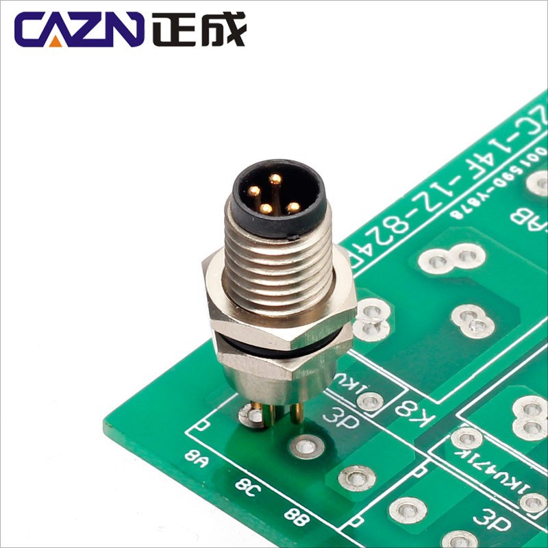 M8 Panel Mount Front Fastened Right Angle A Code 3 4 5 6 8 Pin M8 PCB Mounting Connector for Building Automation