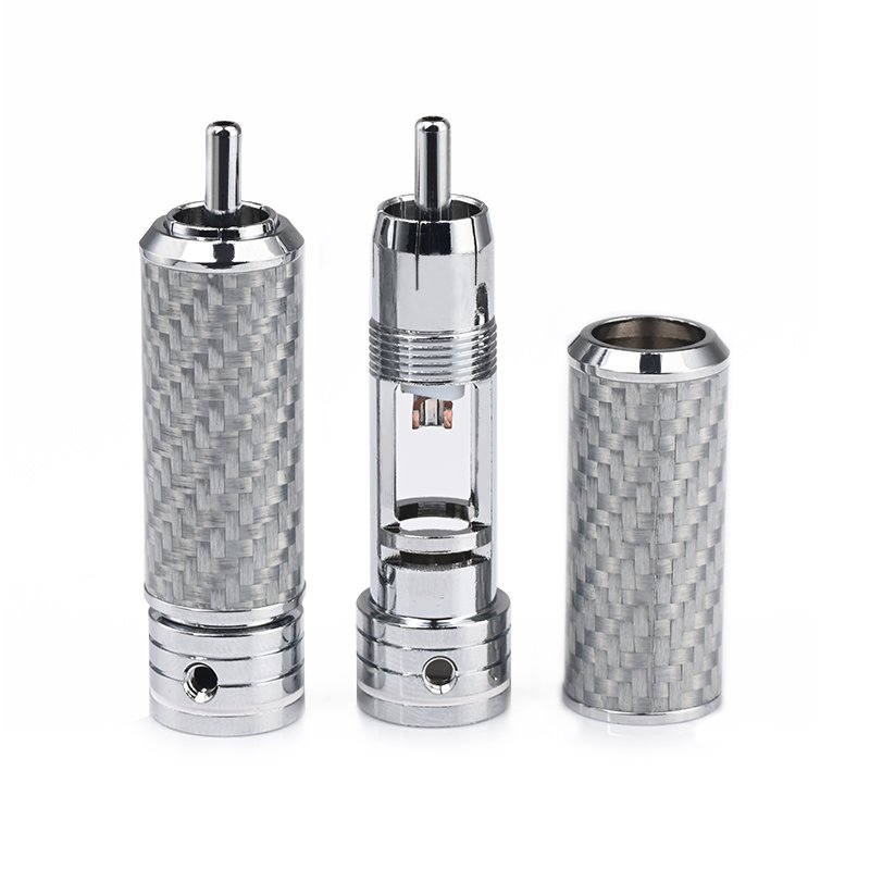 ATAUDIO ODM/OEM Rca Connector Hifi DIY rhodium-plated carbon fiber rca plug for hifi equipment Audio & Video hi-end connector