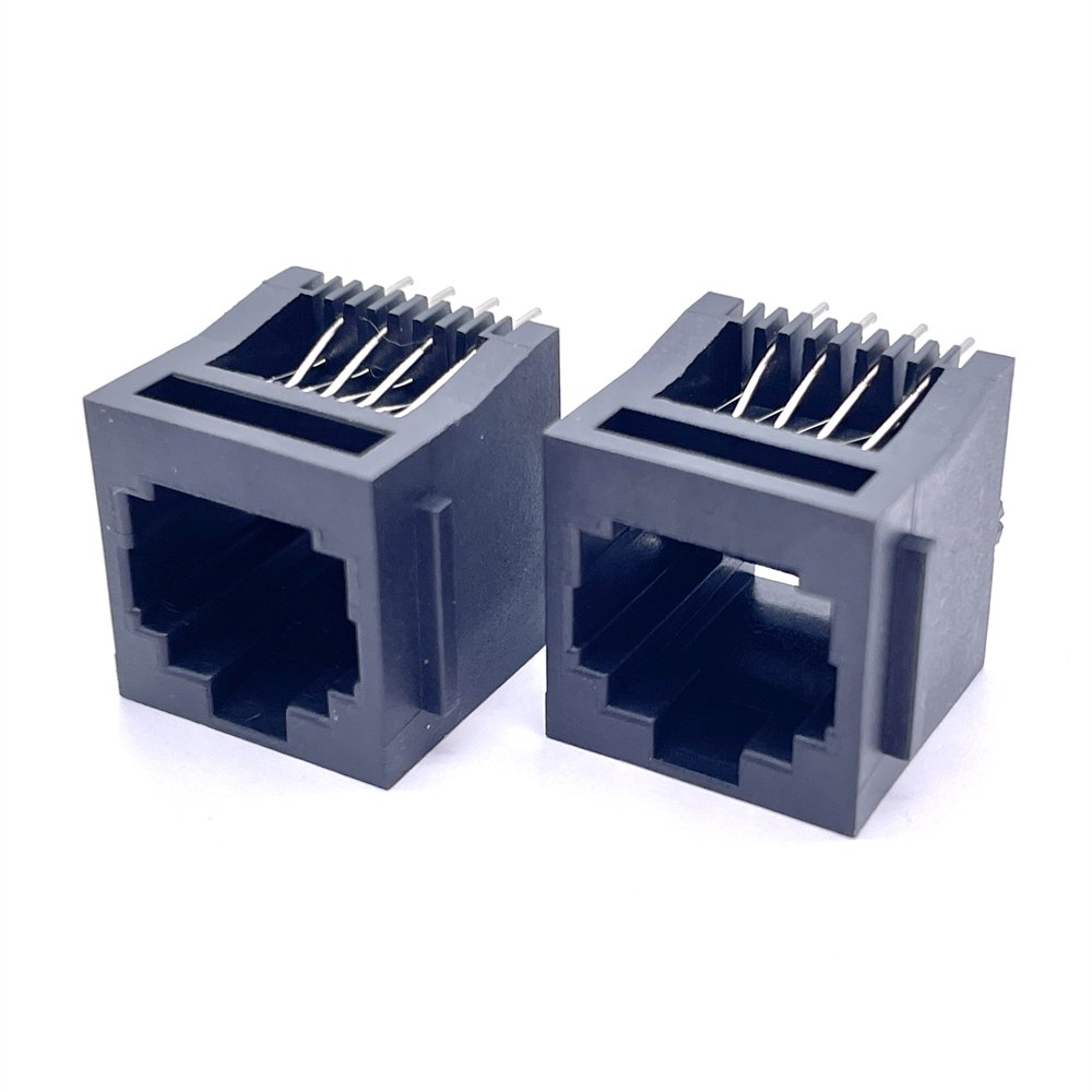 Soulin Black RJ45 Single Ports Conector 5201 8P8C Female PCB Mount Modular Jack RJ45 Connector