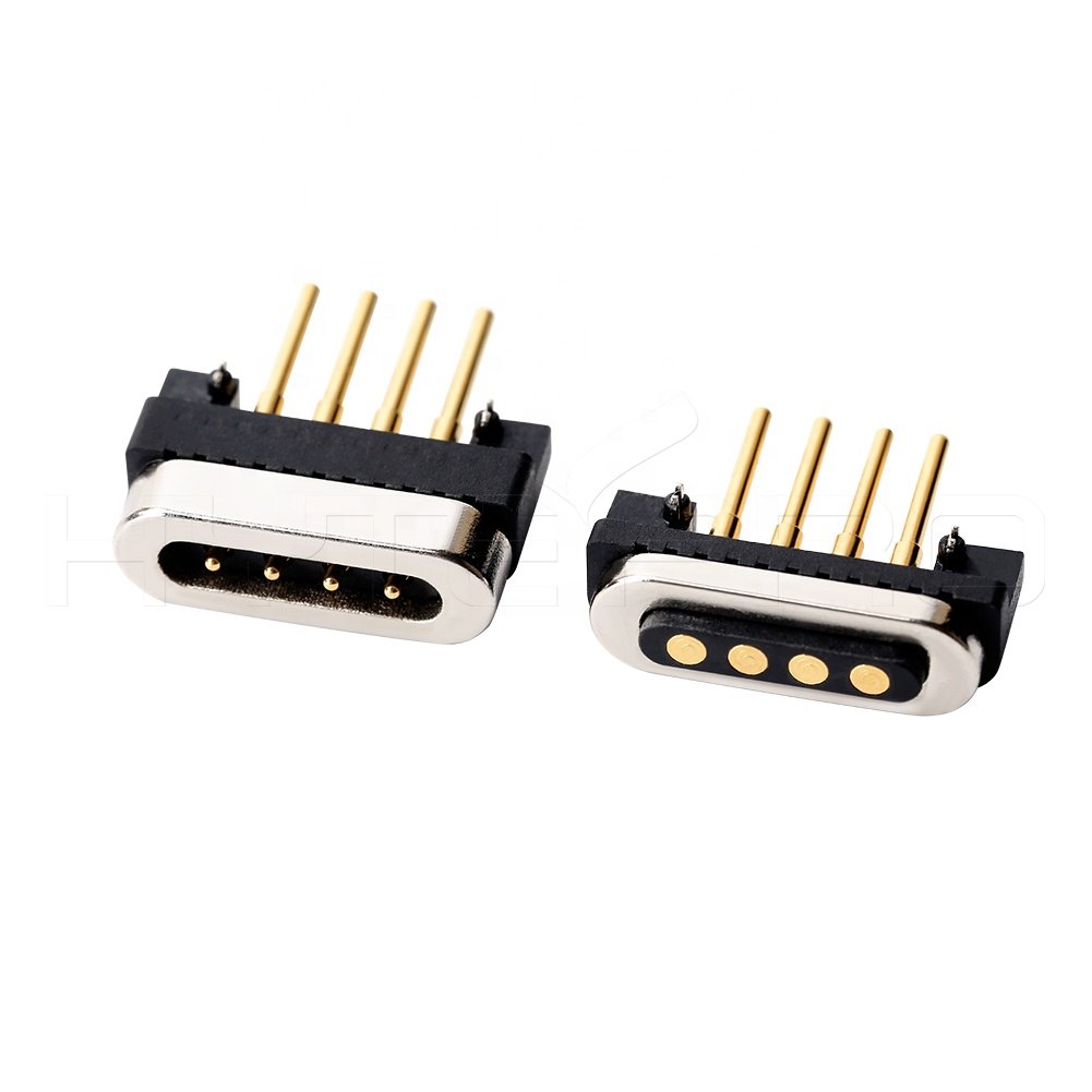 Straight needle 4 pin pogo pin magnetic data charging connector male female set