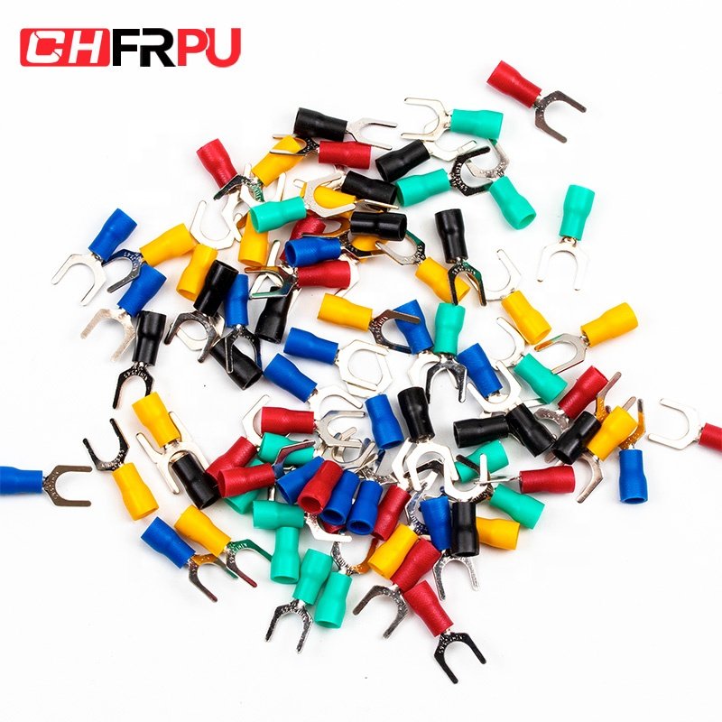 CHFRPU PVC Insulated fork Terminal copper brass connector electrical crimp spade insulated ferrule Bolt-on terminal