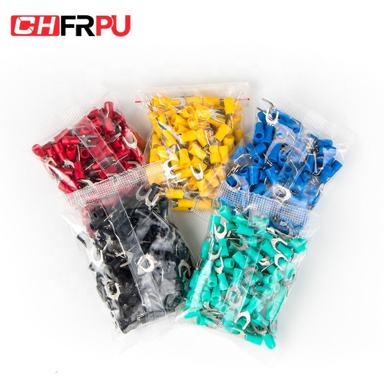 CHFRPU PVC Insulated fork Terminal copper brass connector electrical crimp spade insulated ferrule Bolt-on terminal