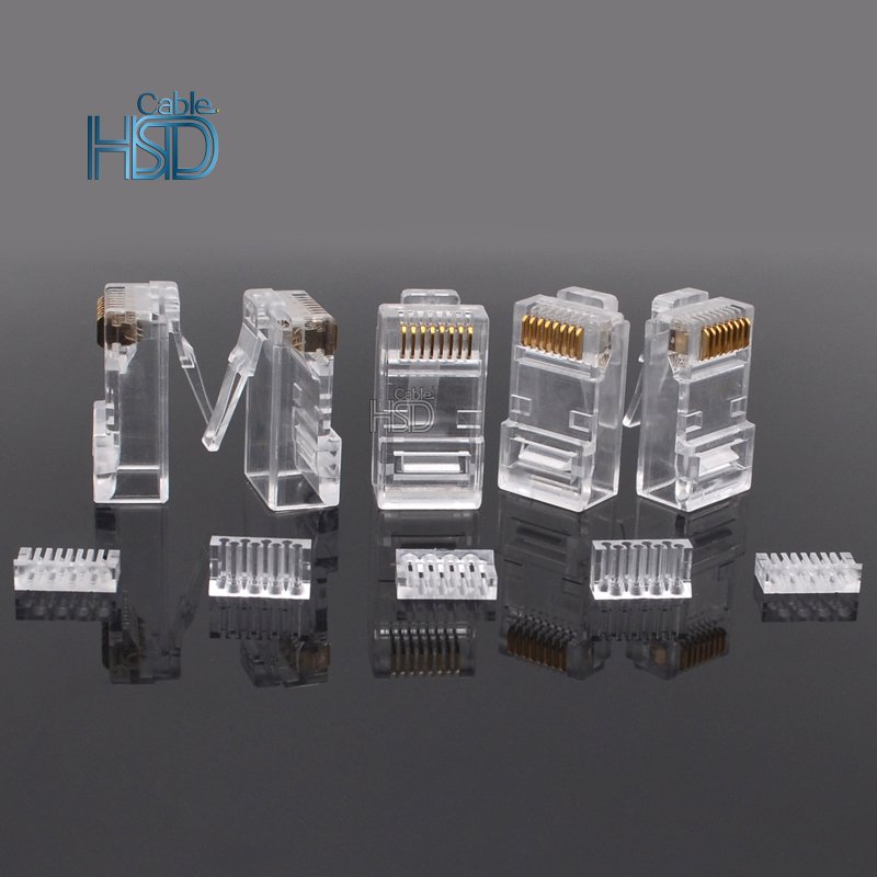 100 pcs/pack Cat6A Ethernet Network Internal RJ45 Male Connector Unshielded 6A 8 Pin Type 8P8C Connector