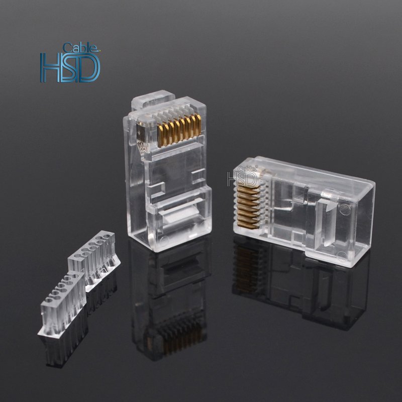 100 pcs/pack Cat6A Ethernet Network Internal RJ45 Male Connector Unshielded 6A 8 Pin Type 8P8C Connector