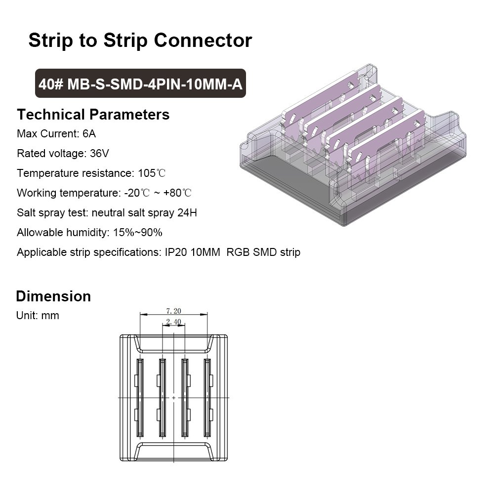 10mm 4 pin rgb 5050 ws2812 solderless connector led strip light transparent led strip solderless connector 4 pin