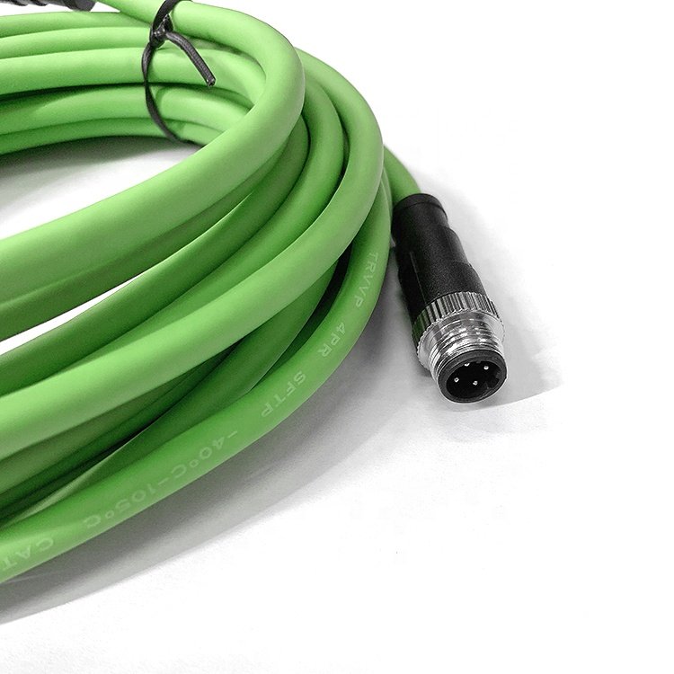 Waterproof CAT5E M12 Dcode to RJ45 Cable Connector Green Ethernet Cable