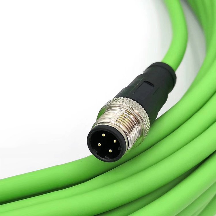 Waterproof CAT5E M12 Dcode to RJ45 Cable Connector Green Ethernet Cable