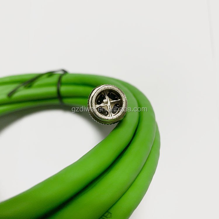 Waterproof CAT5E M12 Dcode to RJ45 Cable Connector Green Ethernet Cable
