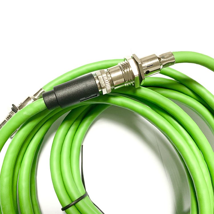 Waterproof CAT5E M12 Dcode to RJ45 Cable Connector Green Ethernet Cable