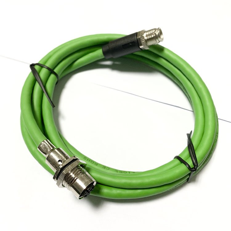 Waterproof CAT5E M12 Dcode to RJ45 Cable Connector Green Ethernet Cable