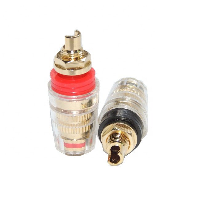 4mm Brass Socket Gold Plated Binding Post Jack Connector Clear Speaker Adapter Socket Brass Terminal Nut for Banana Plug