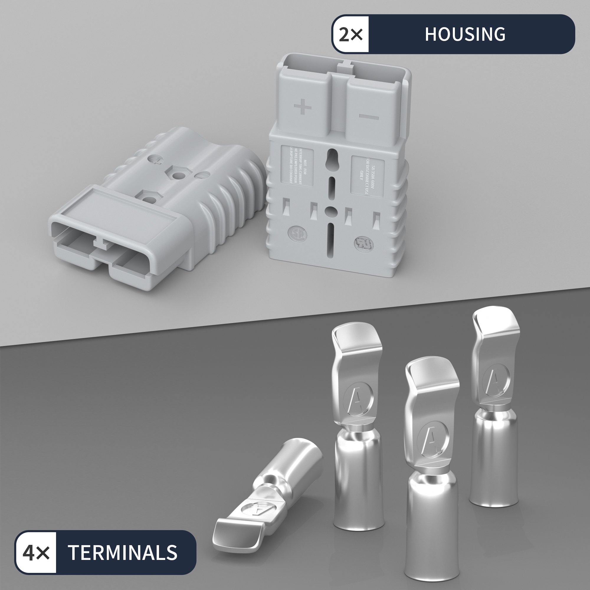 350 Amp Quick Connect Plug 2/0 AWG Battery Cable Connector Disconnect Terminal Plug Battery Quick Connector 2PCS for Truck Winch